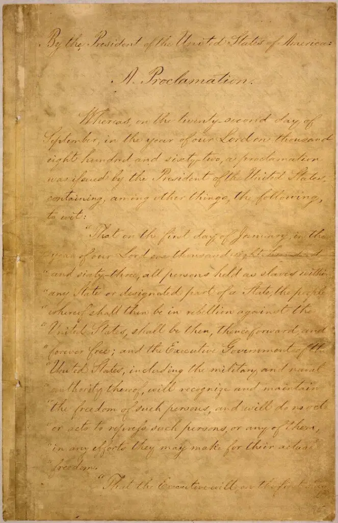 The original document of the Emancipation Proclamation